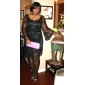 Lace Satin Sheath/ Column Scoop Short/ Mini Cocktail Dress