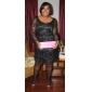 Lace Satin Sheath/ Column Scoop Short/ Mini Cocktail Dress