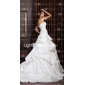 Ball Gown Sweetheart Chapel Train Satin Lace Wedding Dress With Wrap