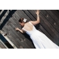 Sheath/ Column Straps Sweep/ Brush Train Chiffon Wedding Dress