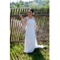 Sheath/ Column Straps Sweep/ Brush Train Chiffon Wedding Dress