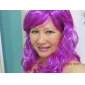 sin tapa larga 100% de fibra de color rosa kasi rizada peluca traje de fiesta