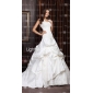 Ball Gown Sweetheart Chapel Train Satin Lace Wedding Dress With Wrap