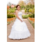 A-line Strapless Scalloped-Edged Neckline Organza Floor-length Wedding Dress 