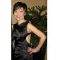Stretch Satin A-line Bateau Sweep Train Evening Dress inspired by Simona Ventura at Venice Film Festival 