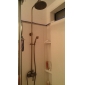 Antique Brass Tub Shower Faucet with 8 inch Shower Head + Hand Shower
