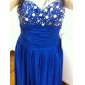 A-line Spaghetti Straps Sweep/Brush Train Chiffon Evening Dress 