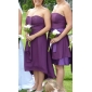 Sheath/ Column Strapless Asymmetrical Chiffon Bridesmaid/ Wedding Party Dress
