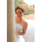A-line Strapless Scalloped-Edged Neckline Organza Floor-length Wedding Dress 