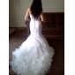 Trumpet/ Mermaid Sweetheart Sweep/ Brush Train Satin Organza Wedding Dress