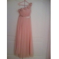 Sheath/Column One Shoulder Floor-Length Chiffon Over Stretch Satin Bridesmaid Dress  