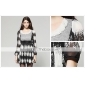 frente frisado friso efeito vestido de manga comprida / vestidos de mulheres (ff-d-bl0736304)