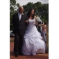 Strapless Sweetheart Taffeta Pick-up Wedding Dresses with Beaded Applique