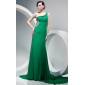 Trumpet/ Mermaid Jewel Sweep/ Brush Train Chiffon Evening Dress