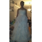A-line Princess Sweetheart Strapless Floor-length Organza Wedding Dress 