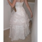 A-line Strapless Scalloped-Edged Neckline Organza Floor-length Wedding Dress 
