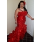Trumpet/ Mermaid Strapless Floor-length Organza Taffeta Evening Dress