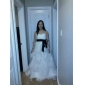 A-line Princess Sweetheart Strapless Floor-length Organza Wedding Dress 