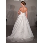 A-line Sweep/ Brush Train Satin Chiffon Wedding Dress