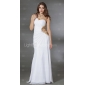 Sheath/ Column One Shoulder Floor-length Chiffon Over Elastic Woven Satin Evening Dress