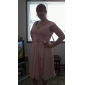 A-line V-neck Knee-length Chiffon Elastic Woven Satin Cocktail Dress
