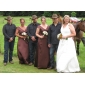 A-line Princess V-neck Floor-length Stretch Satin Bridesmaid/Wedding Party Dress 