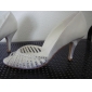 satinado elegante parte superior tacón peep toe con imitación zapatos de novia de la boda