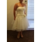Ball Gown Sweetheart Knee-length Wedding Dress With 3D Floral