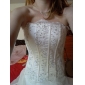 A-line Strapless Scalloped-Edged Neckline Organza Floor-length Wedding Dress 