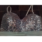 A-line Spaghetti Straps Knee-length Sequined Taffeta And Tulle Cocktail Dress