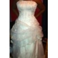 A-line Strapless Scalloped-Edged Neckline Organza Floor-length Wedding Dress