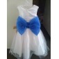 A-line Scoop Satin Tulle Tea-length Flower Girl Dress 