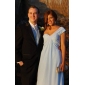 Chiffon Sheath/Column One Shoulder Sweep Train Evening Dress inspired by Lara Spencer at Emmy Awards 