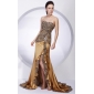 Trumpet/Mermaid Strapless Sweep/Brush Train Chiffon And Charmeuse Evening Dress 