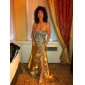 Trumpet/Mermaid Strapless Sweep/Brush Train Chiffon And Charmeuse Evening Dress 