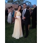 A-line Scoop Floor-length Chiffon Evening Dress