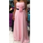 A-line Strapless Floor-length Chiffon Bridesmaid Dress