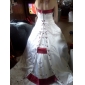 A-line Strapless Chapel Train Satin Wedding Dress