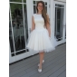 Audrey Hepburn Funny Face Ball Gown Bateau Knee-length Satin Tulle Wedding Dress