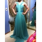 A-line Straps Court Train Chiffon Evening Dress
