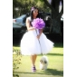 Audrey Hepburn Funny Face Ball Gown Bateau Knee-length Satin Tulle Wedding Dress