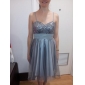 A-line Spaghetti Straps Knee-length Sequined Taffeta And Tulle Cocktail Dress