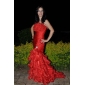 Trumpet/ Mermaid Strapless Floor-length Organza Taffeta Evening Dress