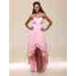 High Low Sweetheart Chiffon Evening Dress With Beadings