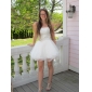 A-line Strapless Short/ Mini Satin Tulle Wedding Dress