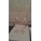 Silver Plated Interlocking Heart Stems with Glass Flutes