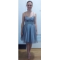 A-line Spaghetti Straps Knee-length Sequined Taffeta And Tulle Cocktail Dress