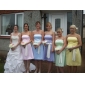 A-line Princess Strapless Knee-length Satin Bridesmaid/ Wedding Party Dress