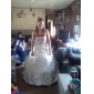 A-line Strapless Chapel Train Satin Wedding Dress