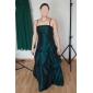 A-line Strapless Floor-length Taffeta Bridesmaid/ Wedding Party Dress With Pick-Ups Skirt